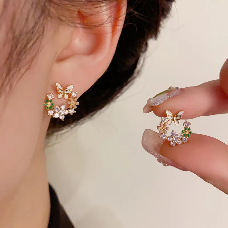 đ¸Butterfly Wreath Zircon Earrings