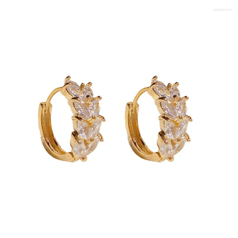 16K Gold Plated Wheat Hoop Earrings With Shiny Zircon