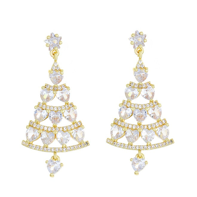 Sparkling Christmas Tree Earrings - Gold🎄
