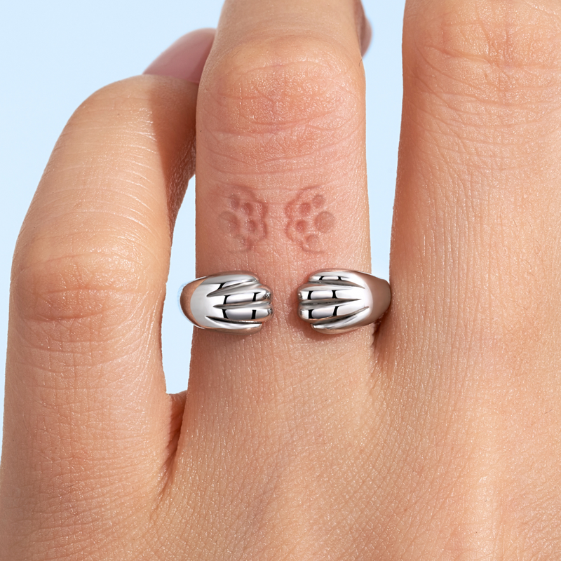 S925 Adjustable Paw Ring