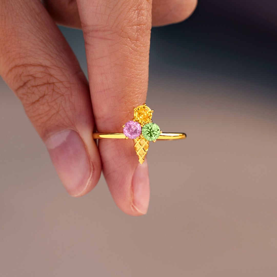 Mama's Love Never Melts Ice Cream Birthstones Ring