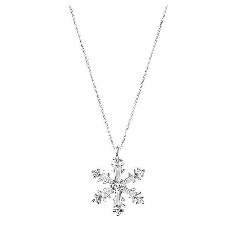 Sparkling Zirconia Spinning Snowflake Necklace❄