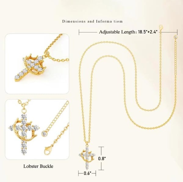 To My Faith - Paved Cross & Crown Necklace