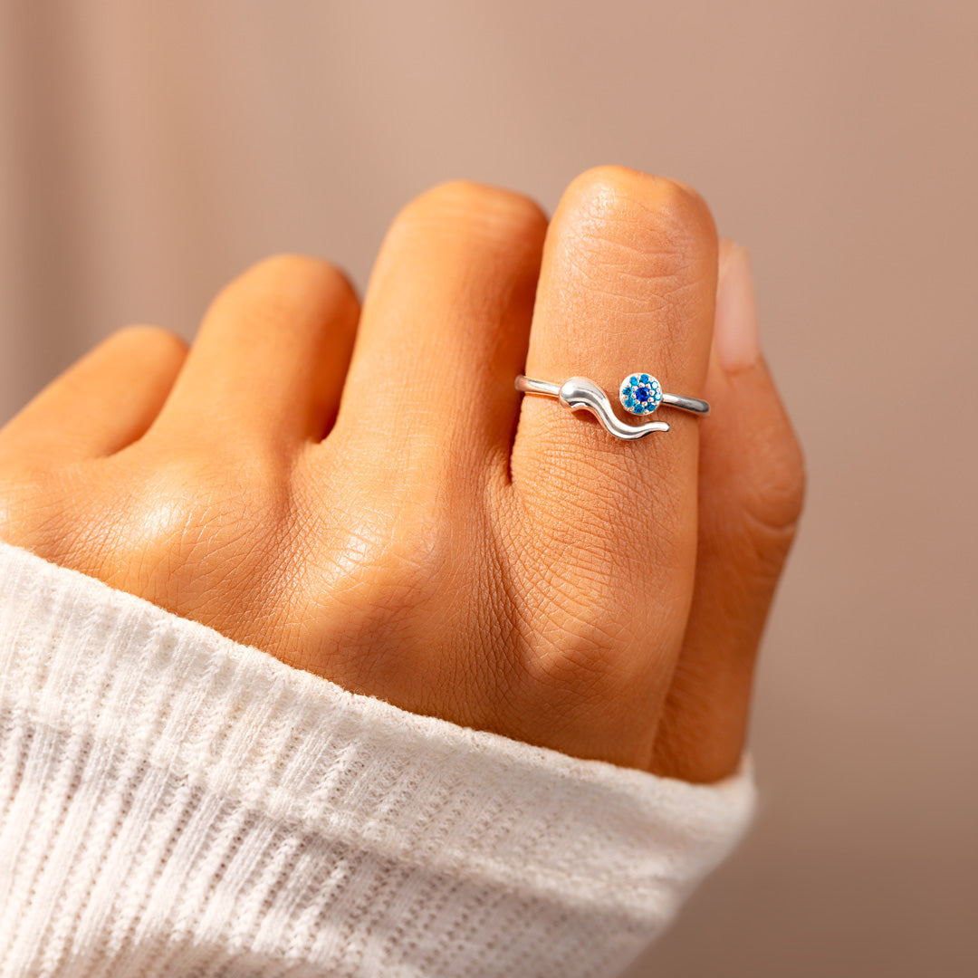 All Is Good Italian Horn Evil Eye Ring