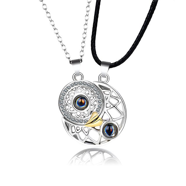 100 Languages I Love You Necklace Projection Pendant Sun And Moon Couple Gift