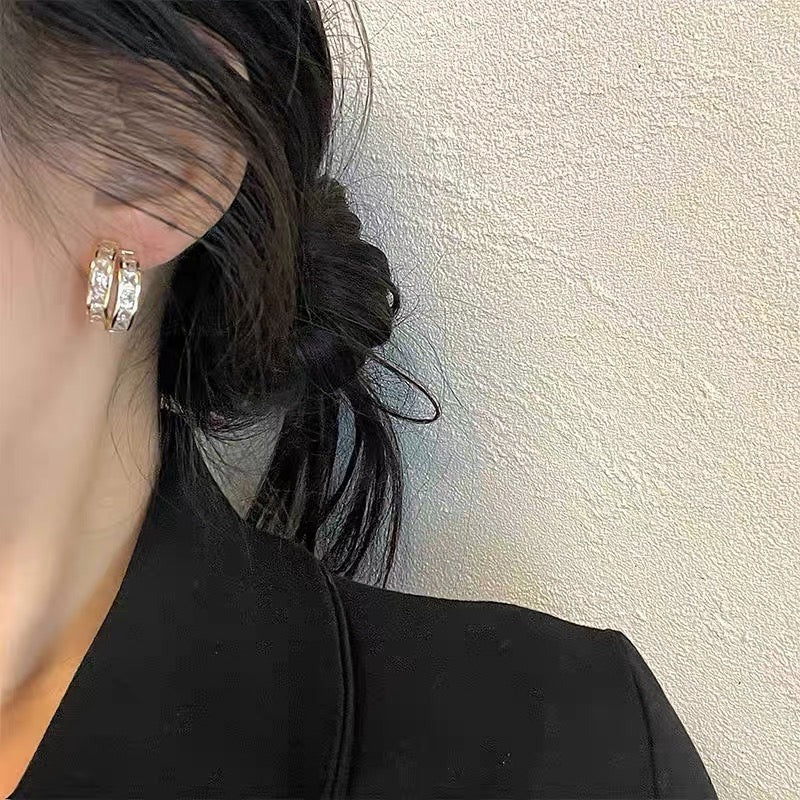 Simple C-shaped Diamond Earrings