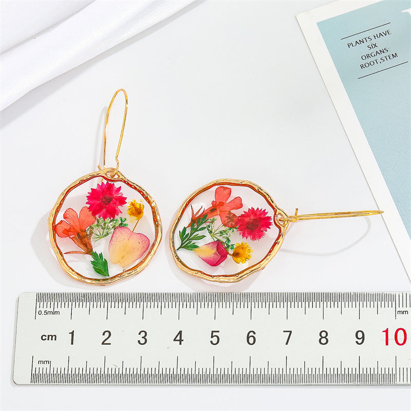 Irregular Circle Dried Flower Earrings