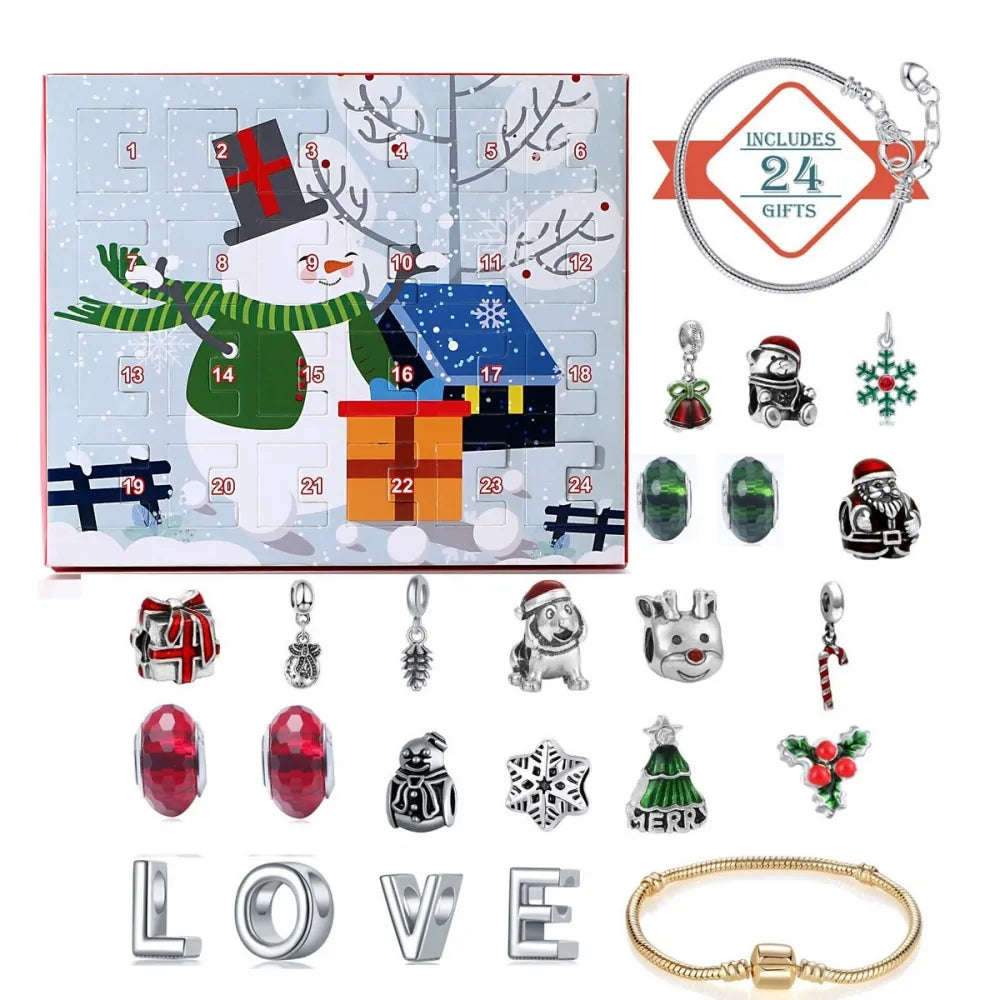 24Pcs DIY Jewelry Advent Calendar Christmas Gifts Charm