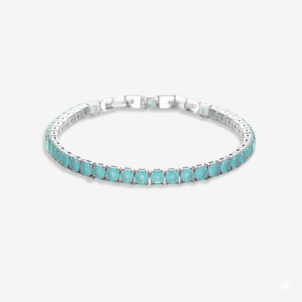 Thalassophile Teal Matte Crystal Tennis Bracelet