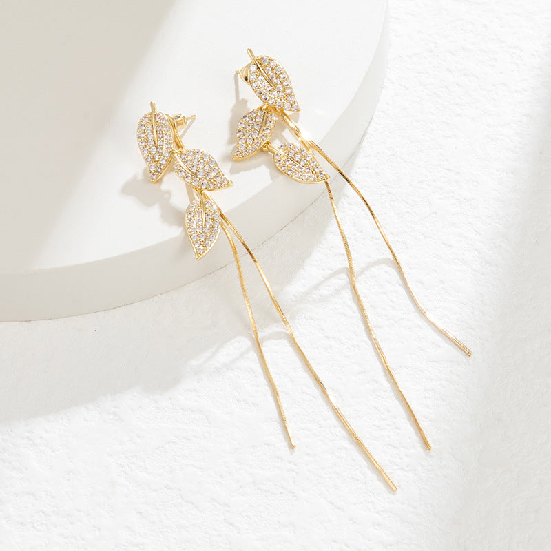 -Leaf Tassel Earrings