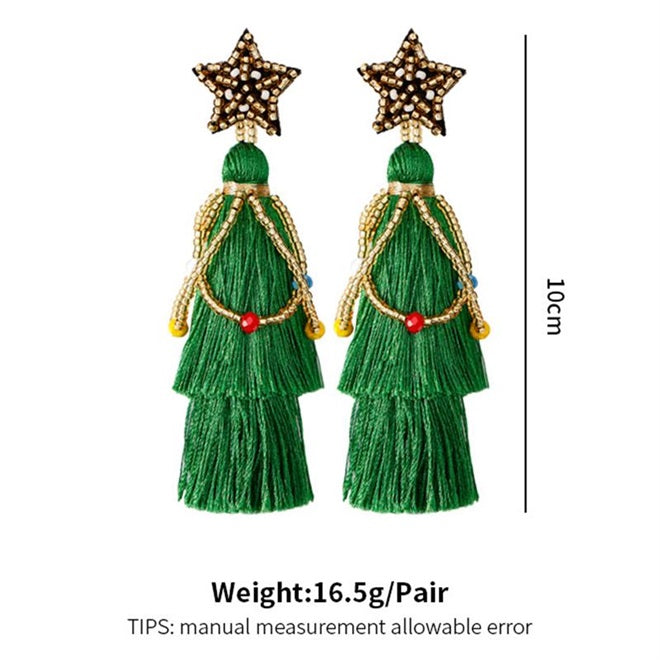 Rice Beads Tassel Braided Christmas Earrings🎄