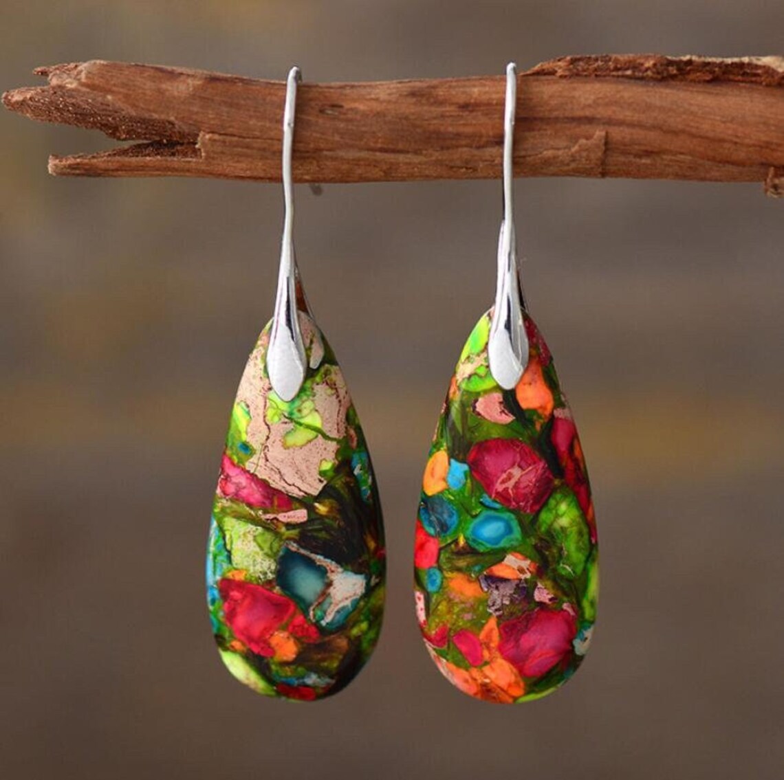 Galaxy Sea Sediment Jasper Stone Healing Earrings