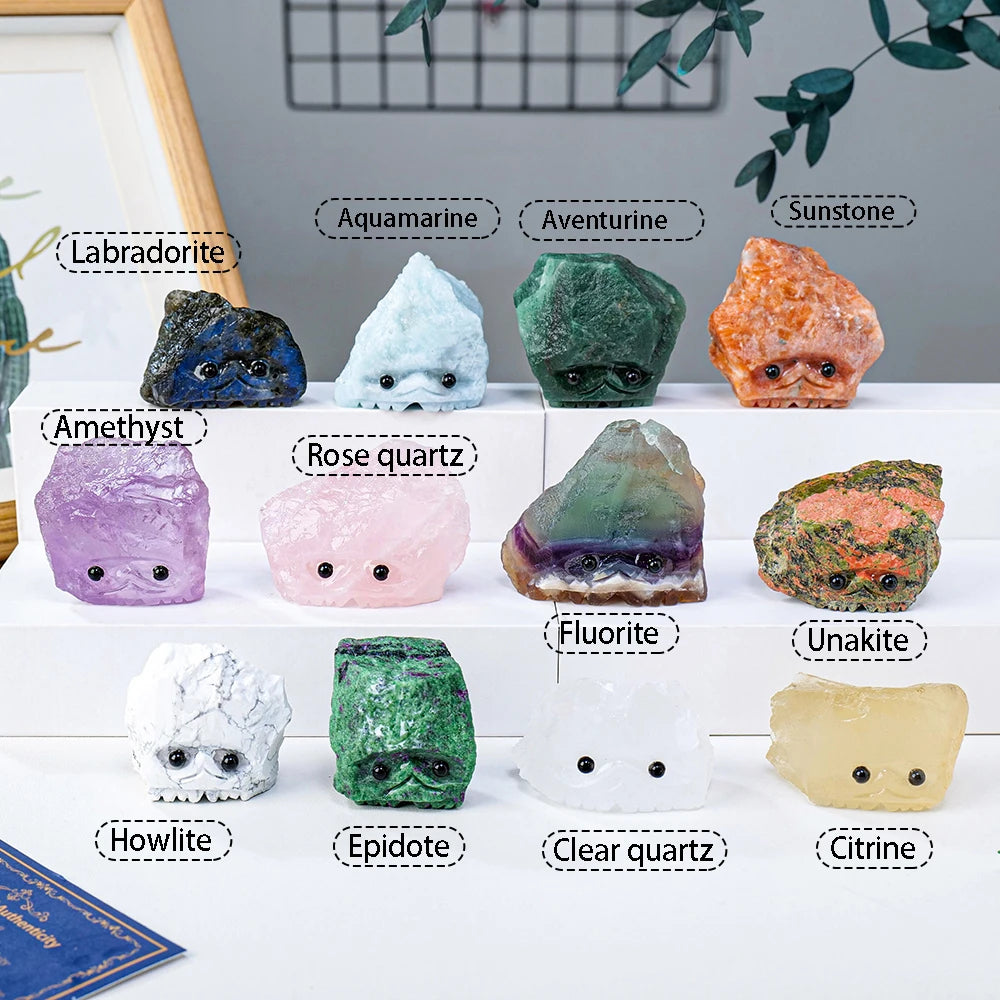 Natural Healing Gemstone Raw Crystal Stone Hedgehog Carving Crafts Decoration
