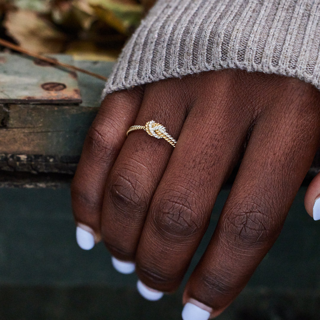 Bond That Links Us Matching Handcrafted Two Strand Knot Ring