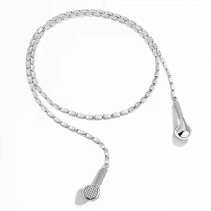 Shiny Zircon Slightly Inlaid Earphone Necklace