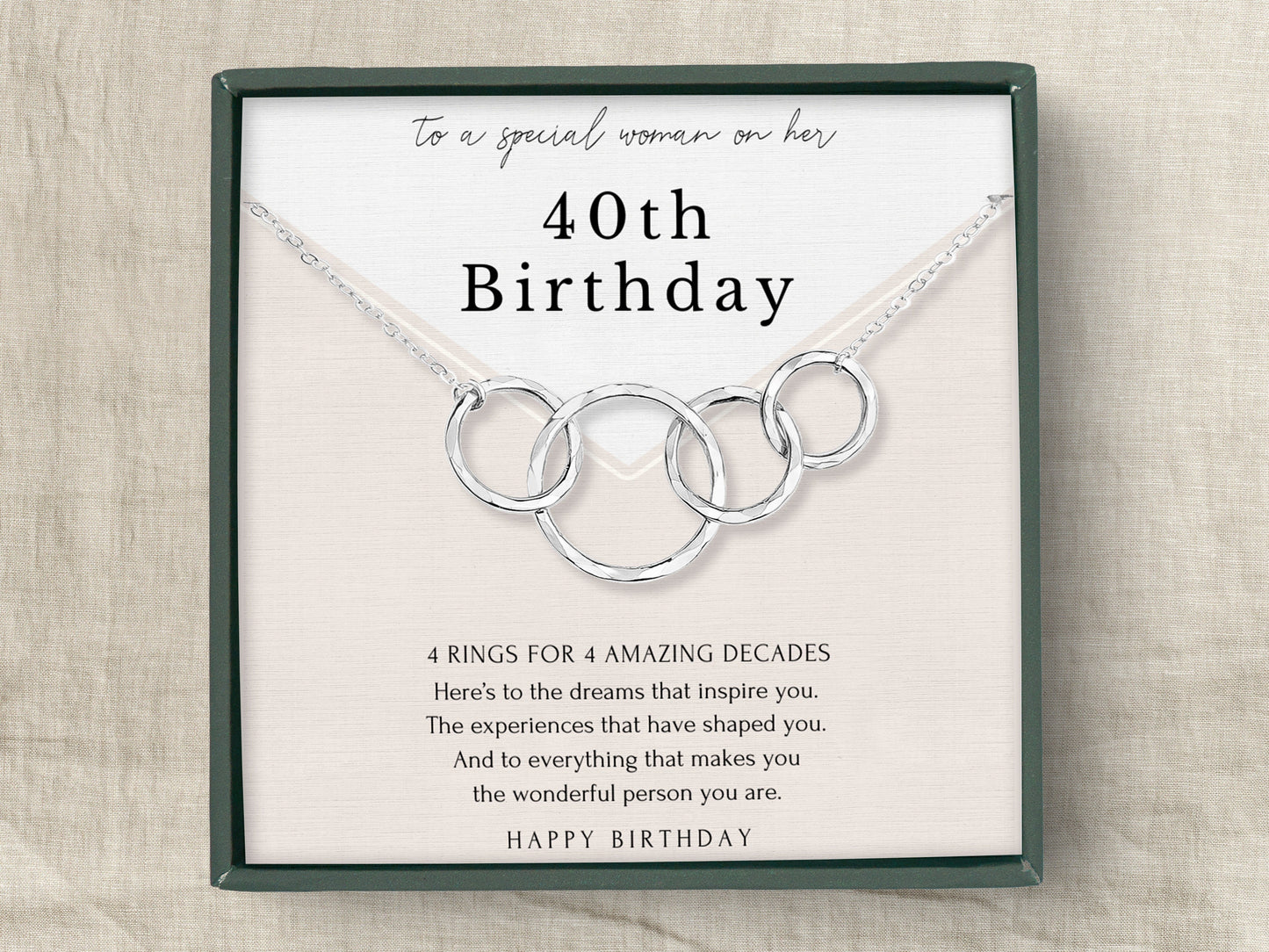 Interlocking circle necklace birthday gift for women