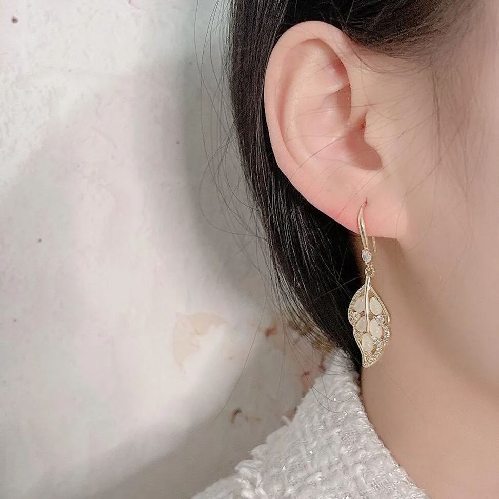 - Opal Leaf Earrings