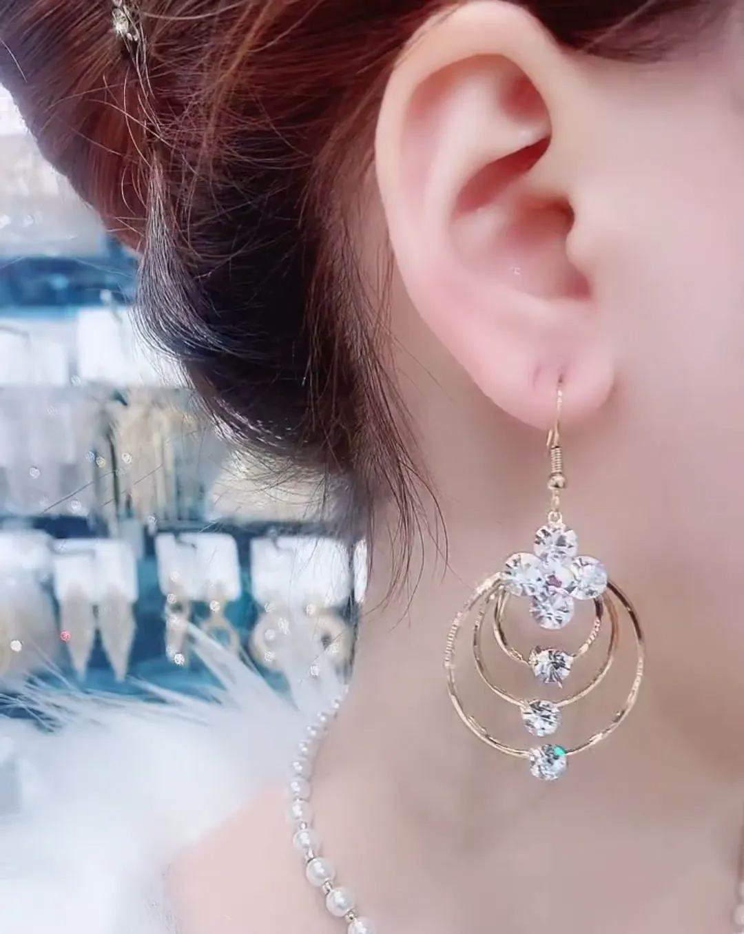 šCHRISTMAS HOT SALEā-Hollow Geometric Zircon Circle Earrings