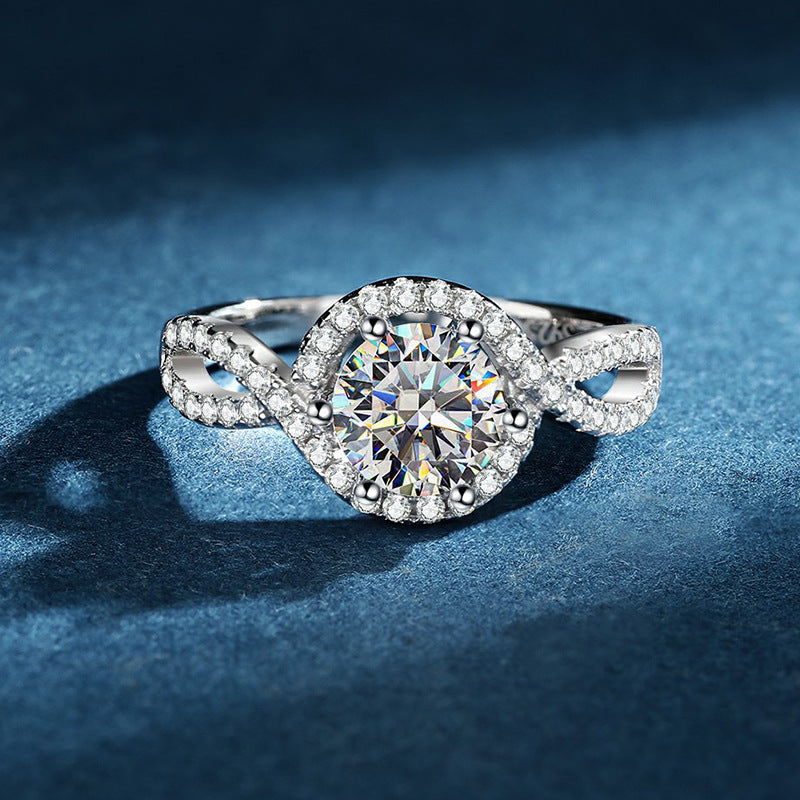 Dainty Round Cut Sterling Silver Infinity Engagement Ring
