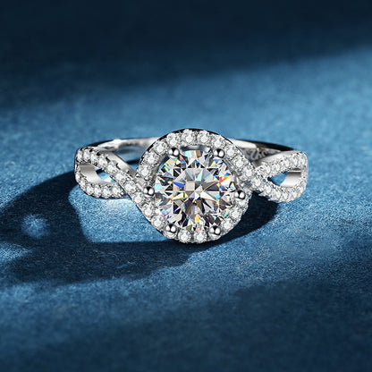 Dainty Round Cut Sterling Silver Infinity Engagement Ring