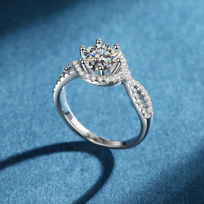 Dainty Round Cut Sterling Silver Infinity Engagement Ring