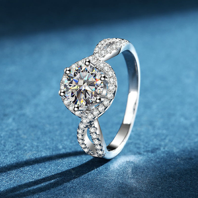 Dainty Round Cut Sterling Silver Infinity Engagement Ring