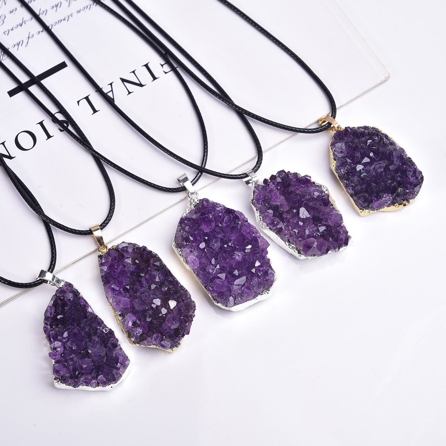 Natural Amethyst Druse Pendant