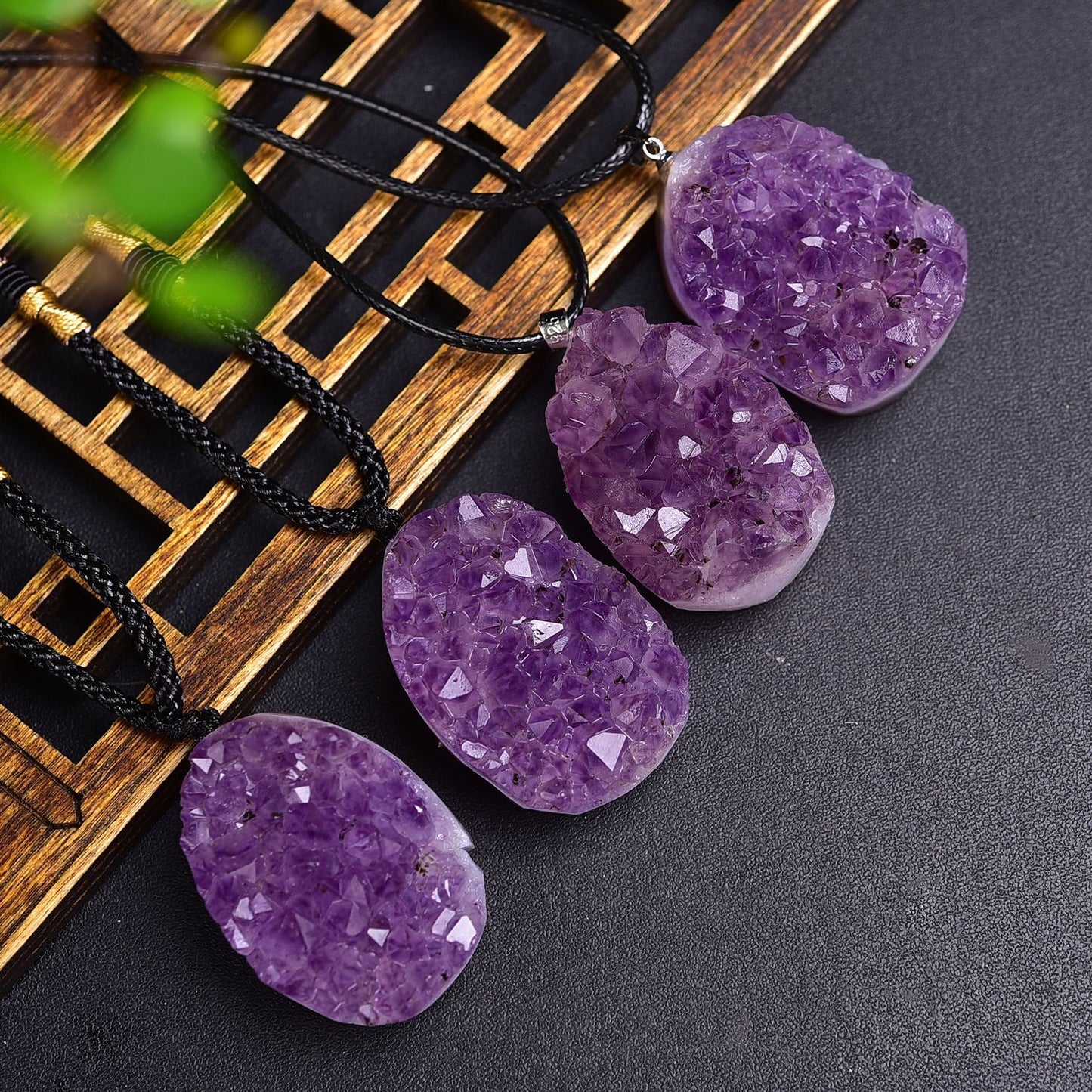Natural Amethyst Teardrop Rough Pendant