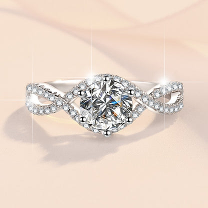 Dainty Round Cut Sterling Silver Infinity Engagement Ring