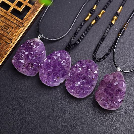 Natural Amethyst Teardrop Rough Pendant