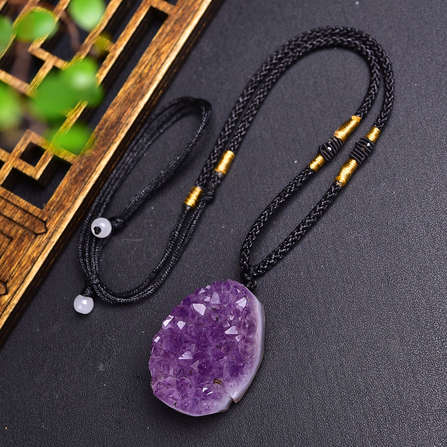 Natural Amethyst Teardrop Rough Pendant