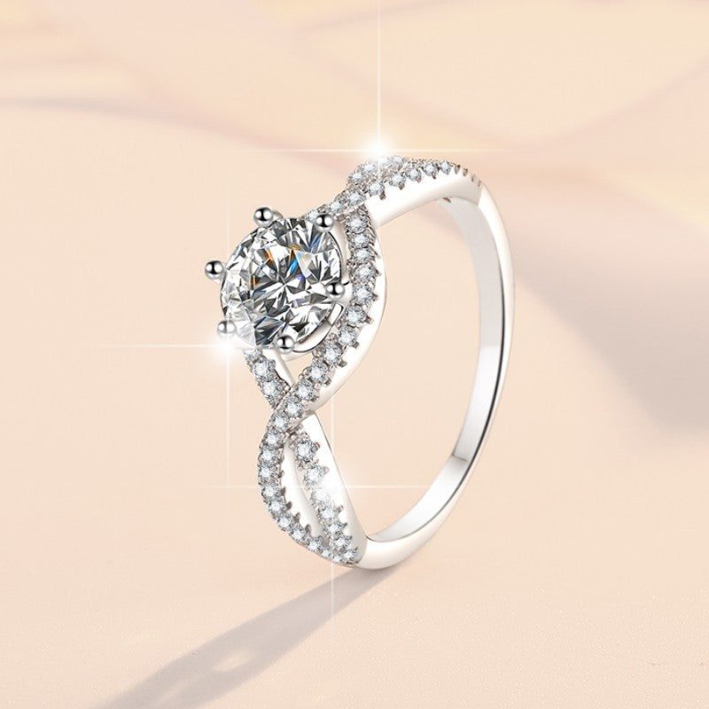 Dainty Round Cut Sterling Silver Infinity Engagement Ring