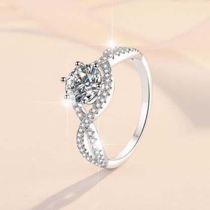 Dainty Round Cut Sterling Silver Infinity Engagement Ring