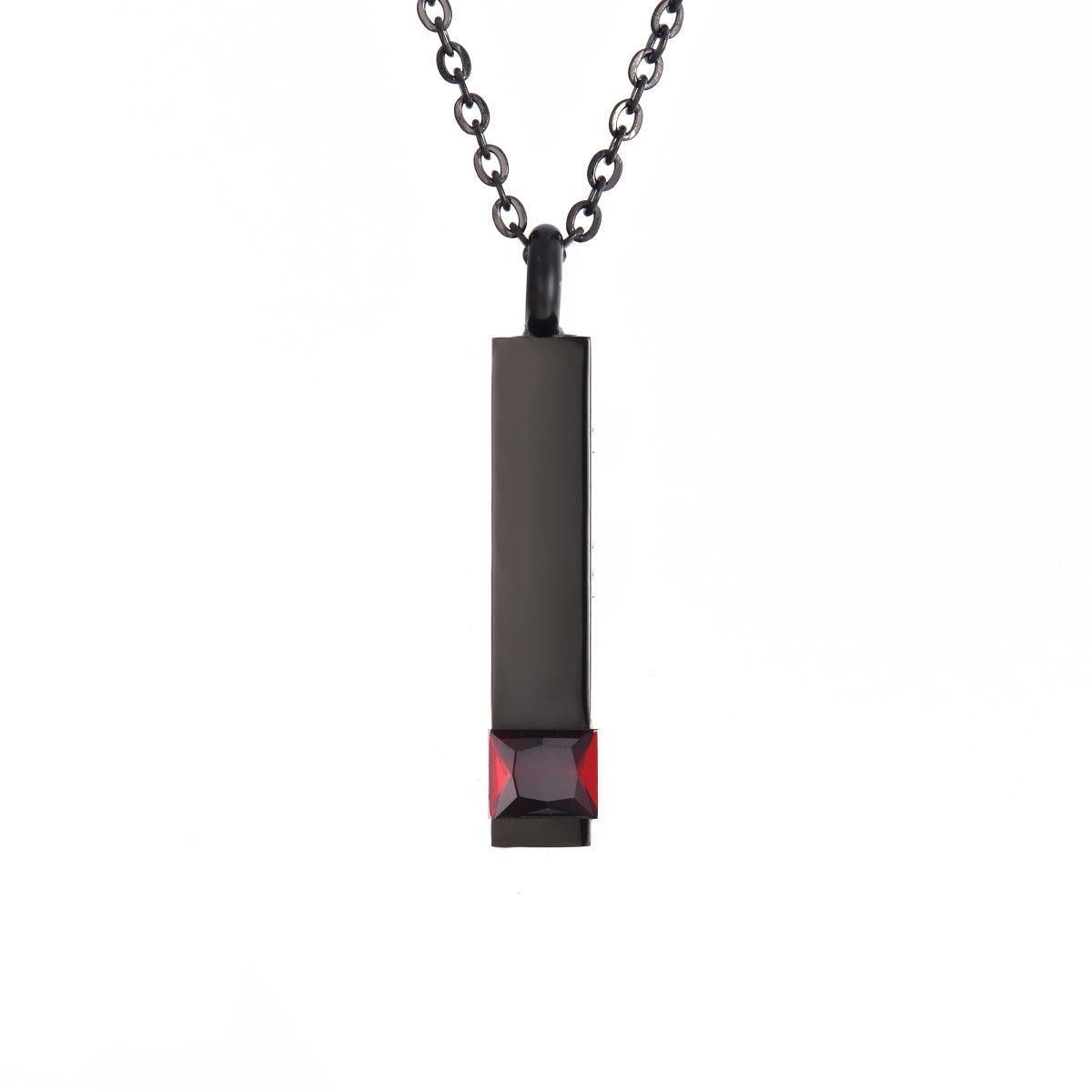 Crystal Urn Jewelry Cube Engravable Necklace - Black Birthstone Series