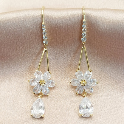 Super Shiny Zircon Flower Earrings