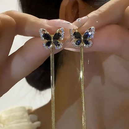🌟HOT SALE🔥Black Butterfly Tassel Earrings