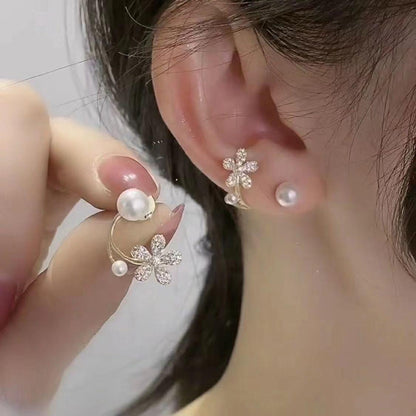 Shiny Cubic Zirconia Flower Stud Earrings