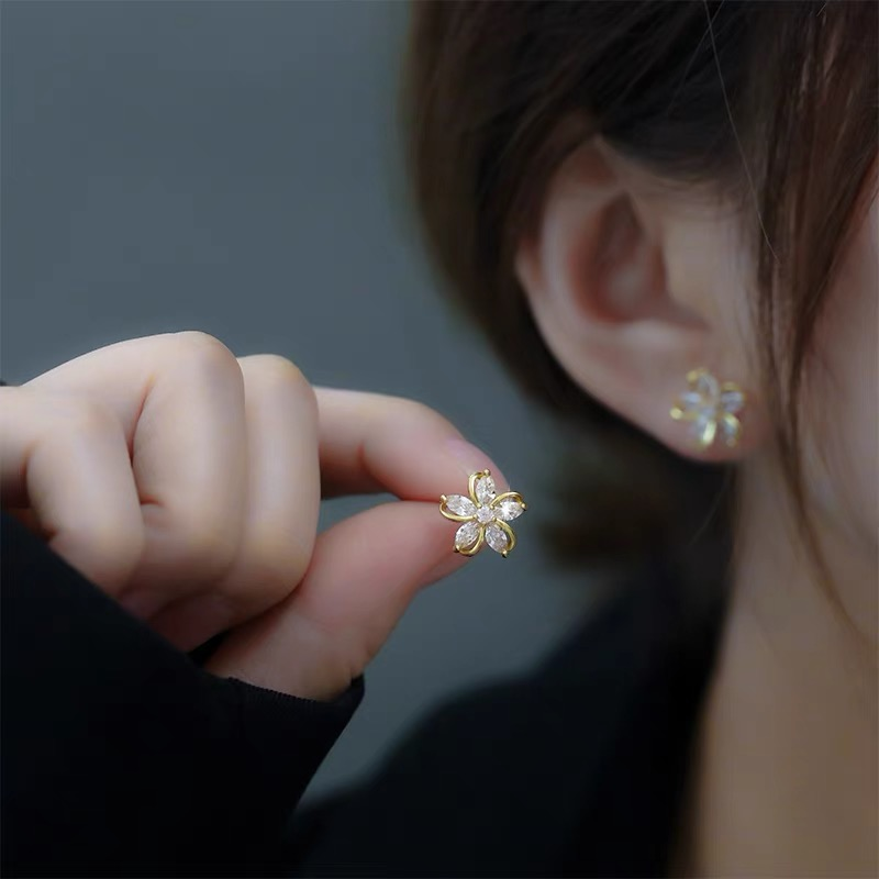 Crystal Flower Stud Earrings