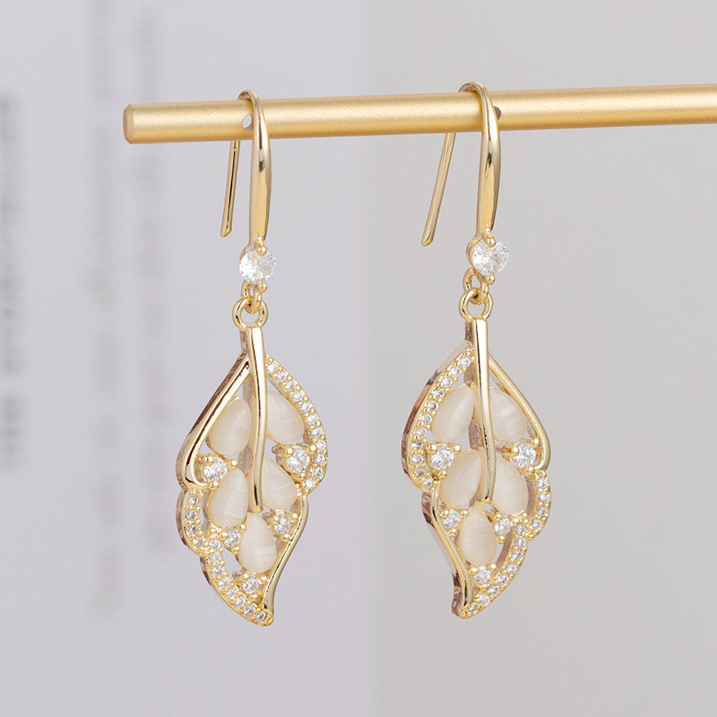 - Opal Leaf Earrings