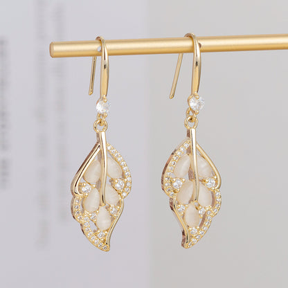 - Opal Leaf Earrings