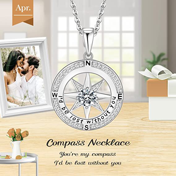 Compass of My Heart-Sterling Silver Necklace
