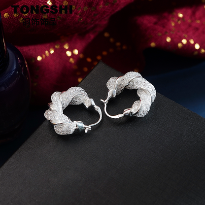 Fashion Premium Silver Mesh Temperament Earrings
