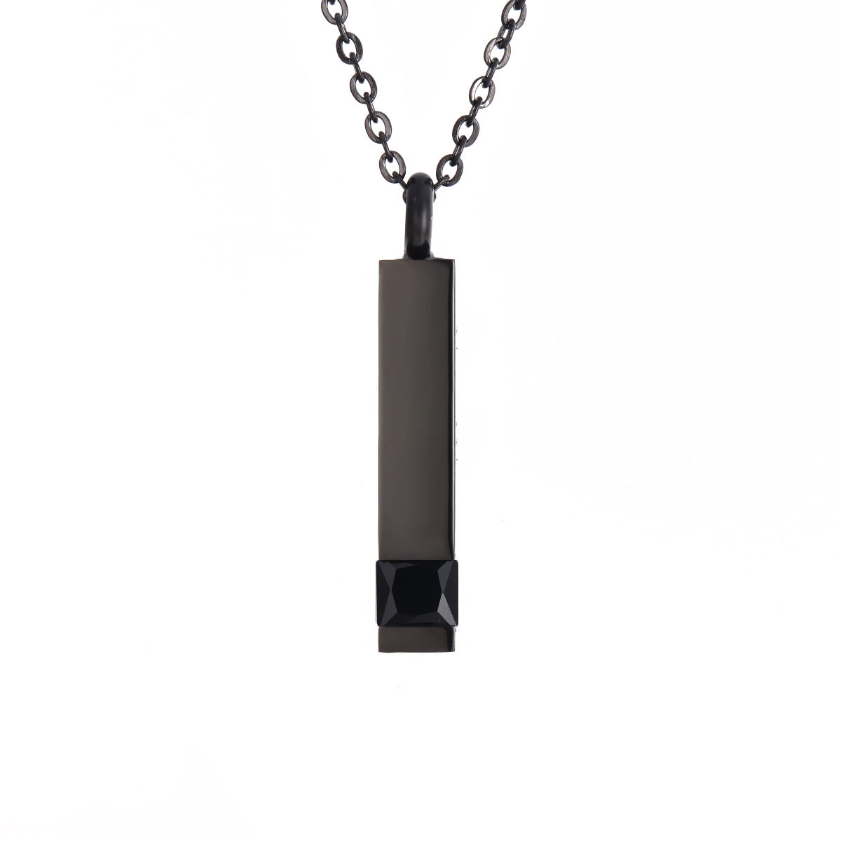 Crystal Urn Jewelry Cube Engravable Necklace - Black Birthstone Series