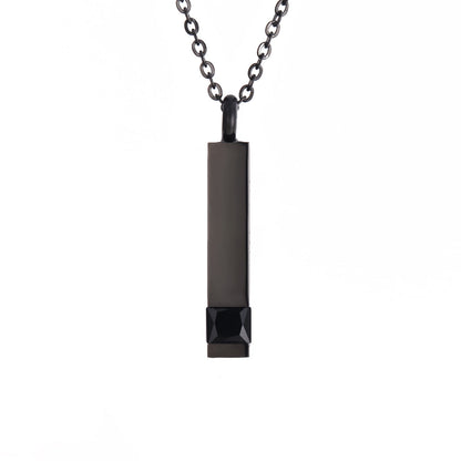 Crystal Urn Jewelry Cube Engravable Necklace - Black Birthstone Series