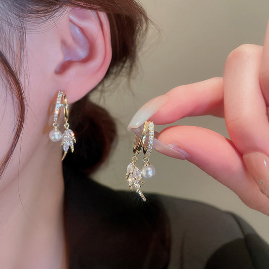 Wheat Leaf Pearl Earrings