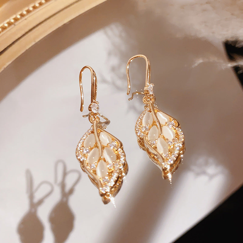 - Opal Leaf Earrings