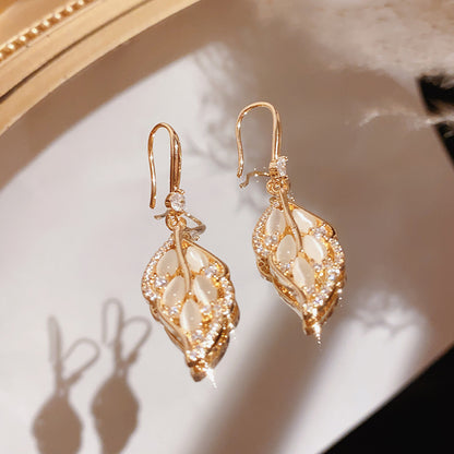 - Opal Leaf Earrings