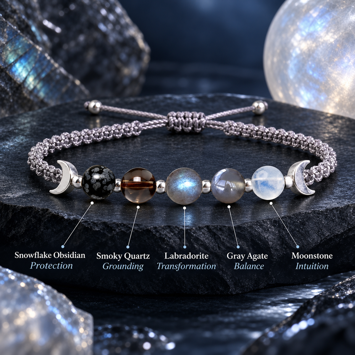 This Too Shall Pass Moon Phases Crystal Bracelet