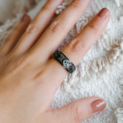 Textured Moon & Stars Spinning Anxiety Ring