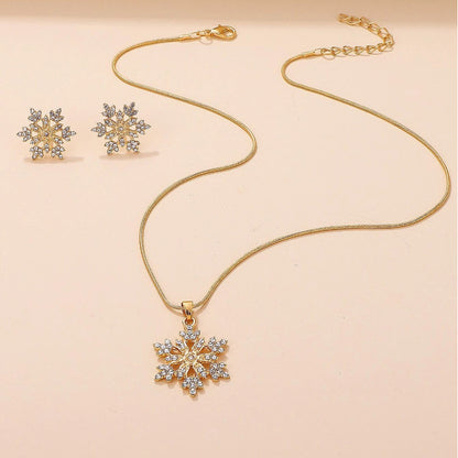 🎁CHRISTMAS PRE SALE 60% OFF🎄 Diamonds Snowflake Earrings Necklace Set